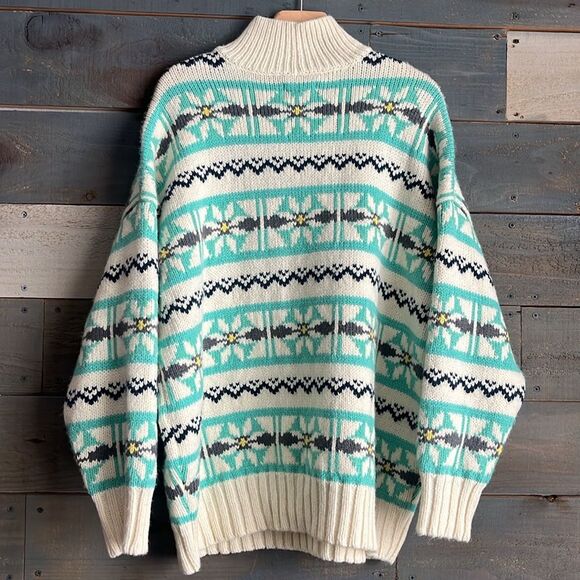 NWOT American Eagle AE Size M Oversized Fairisle Chunky Mock Neck Sweater - Picture 6 of 10